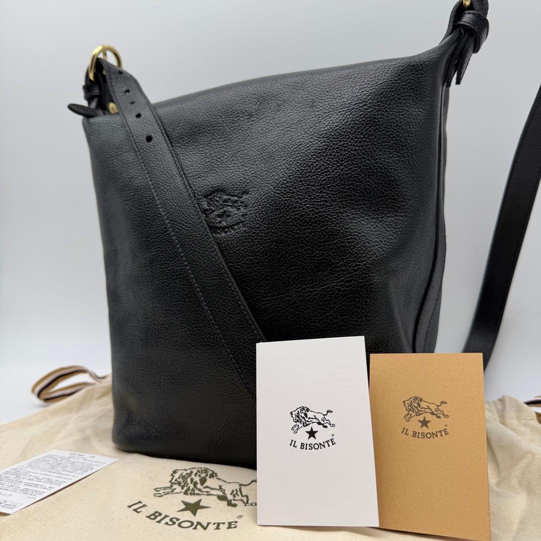 【未使用級】イルビゾンテ レザーショルダーバッグ バケツ ブラック 黒