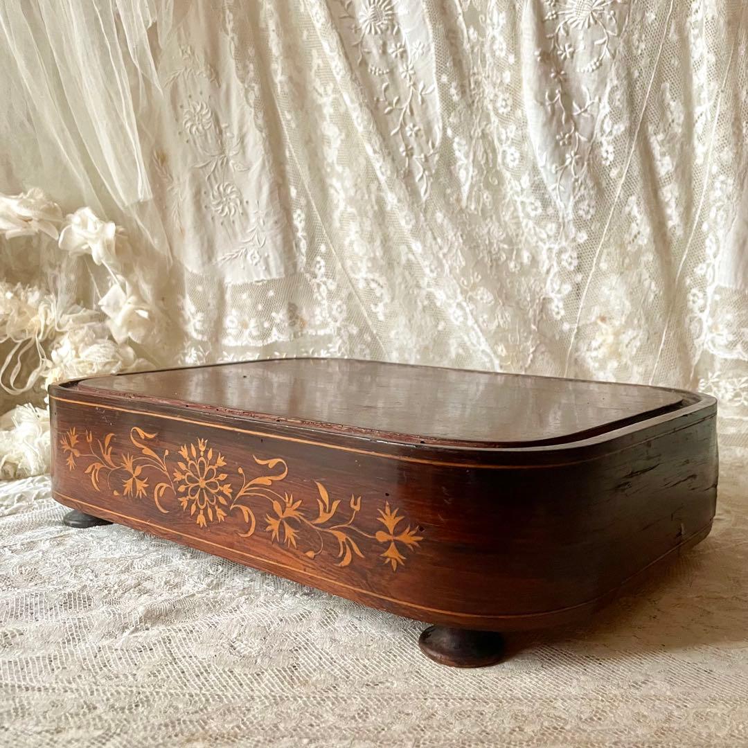 【特大】象嵌細工木製ディスプレイ台　台座　フランスアンティーク　グローブドマリエ