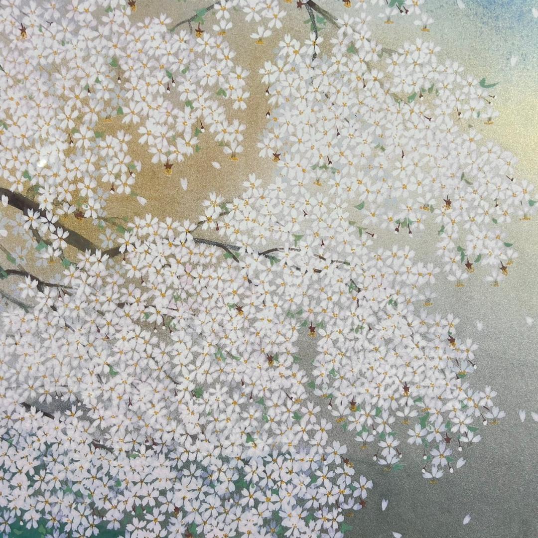 【最終値下げ】美品 中島千波「三春の瀧桜」限定複製画 証明シール有 額縁入り