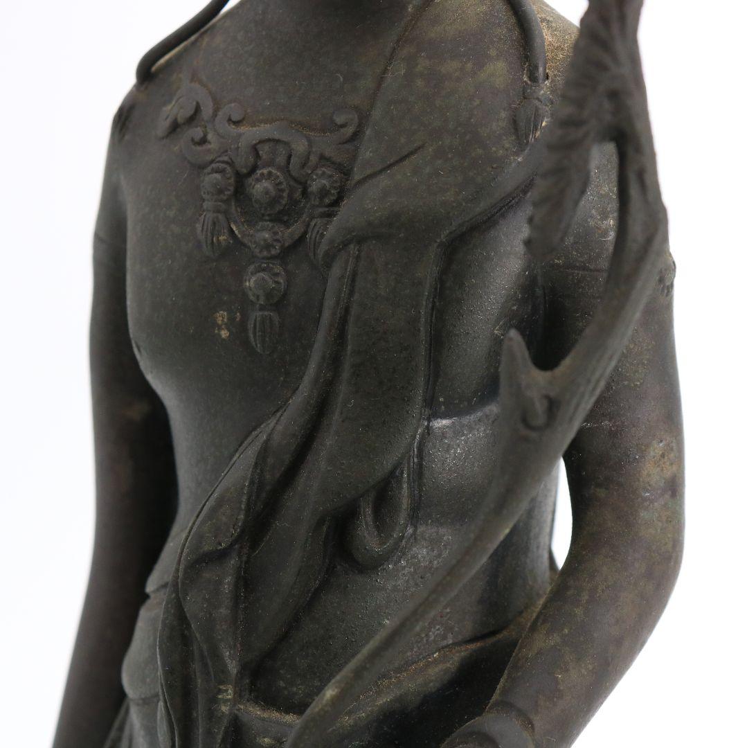 聖観音菩薩像 仏教美術 銅製/ブロンズ 仏像 置物　AB228　1FB6