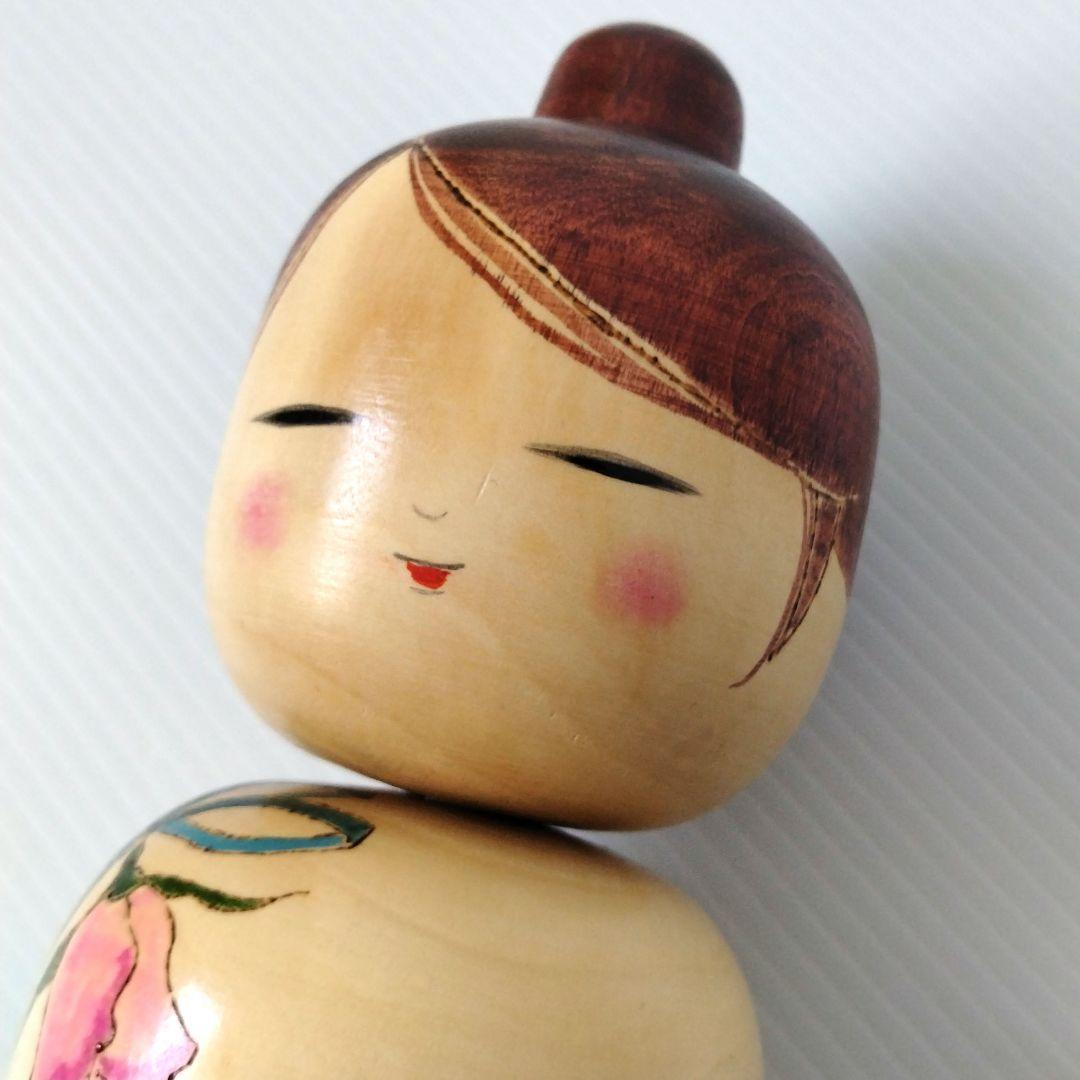 こけし 創作こけし 大内裕子工人 近代こけし 薔薇 工芸品 大き目 31,5cm