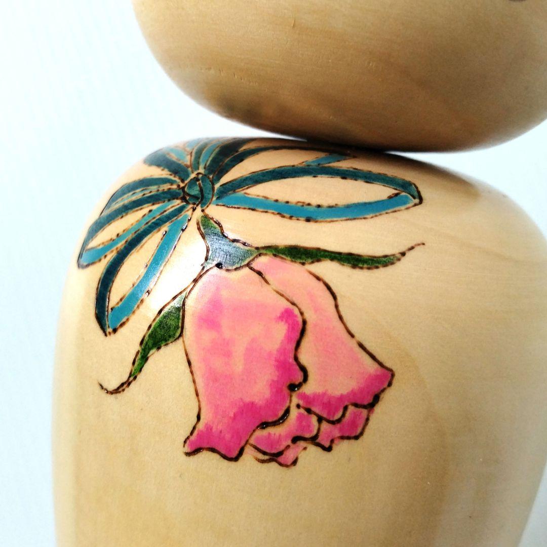 こけし 創作こけし 大内裕子工人 近代こけし 薔薇 工芸品 大き目 31,5cm