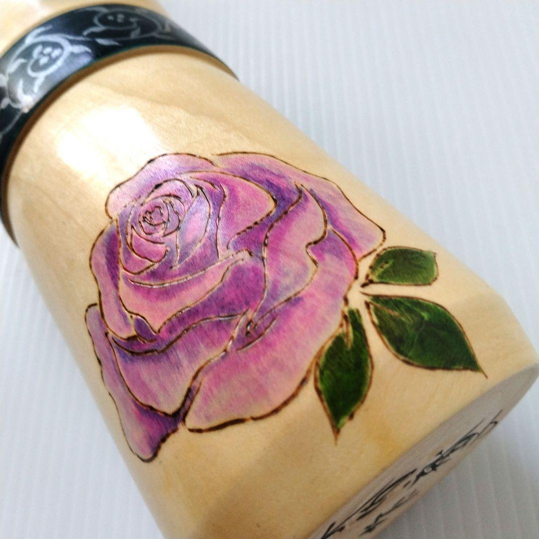 こけし 創作こけし 大内裕子工人 近代こけし 薔薇 工芸品 大き目 31,5cm