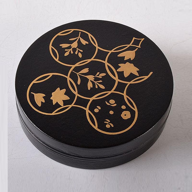 茶道具　筑城筑良作　一閑塗　花七宝蒔絵　香合　共箱　V　7861