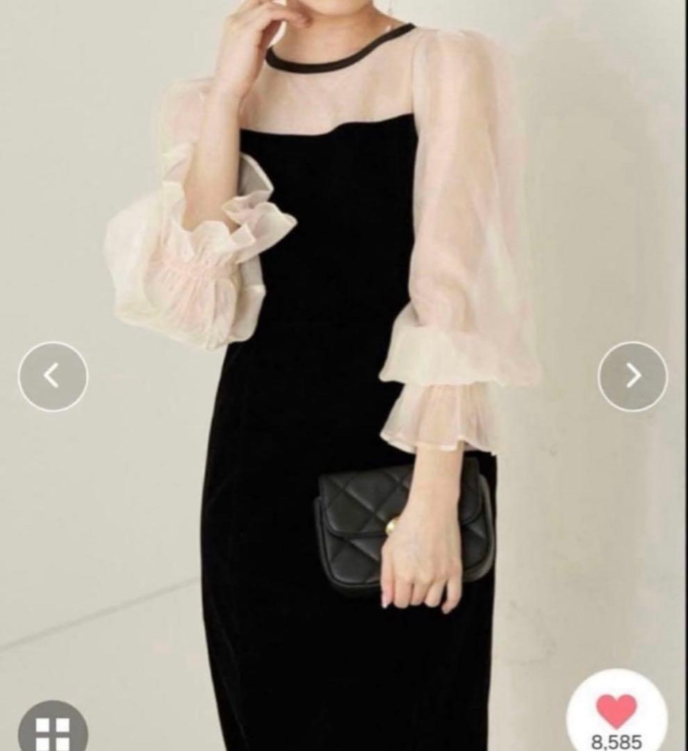 【SALON by Chico限定】配色シースルータイトロングドレス