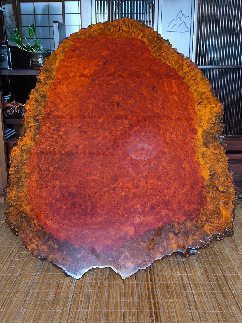 希少　花梨無垢材　一枚板　高級テーブル　美品　昭和レトロ　アンティーク