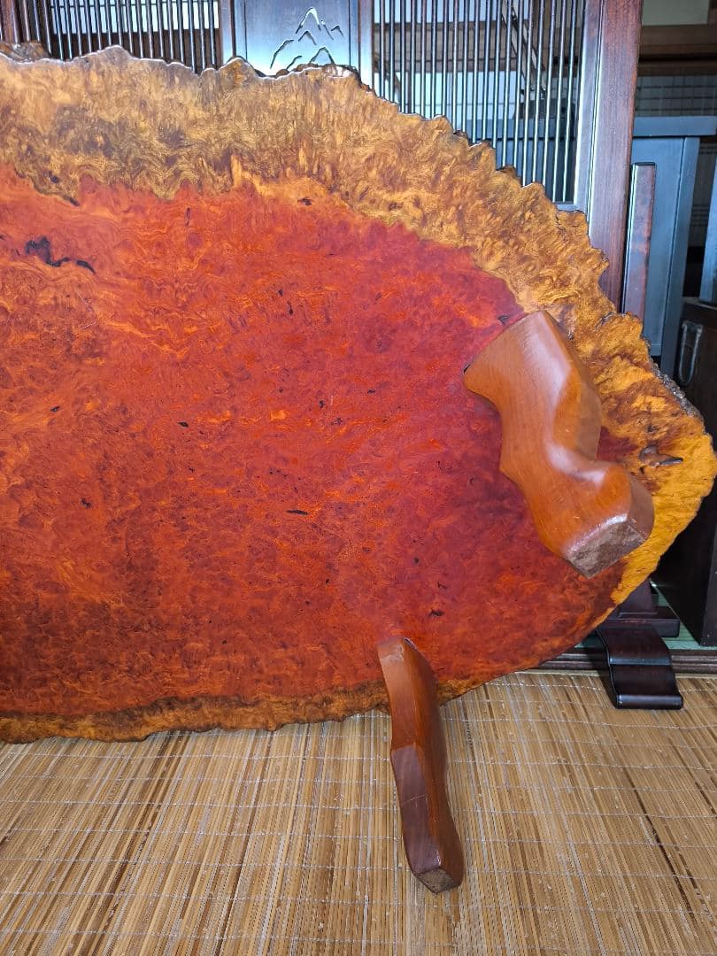 希少　花梨無垢材　一枚板　高級テーブル　美品　昭和レトロ　アンティーク