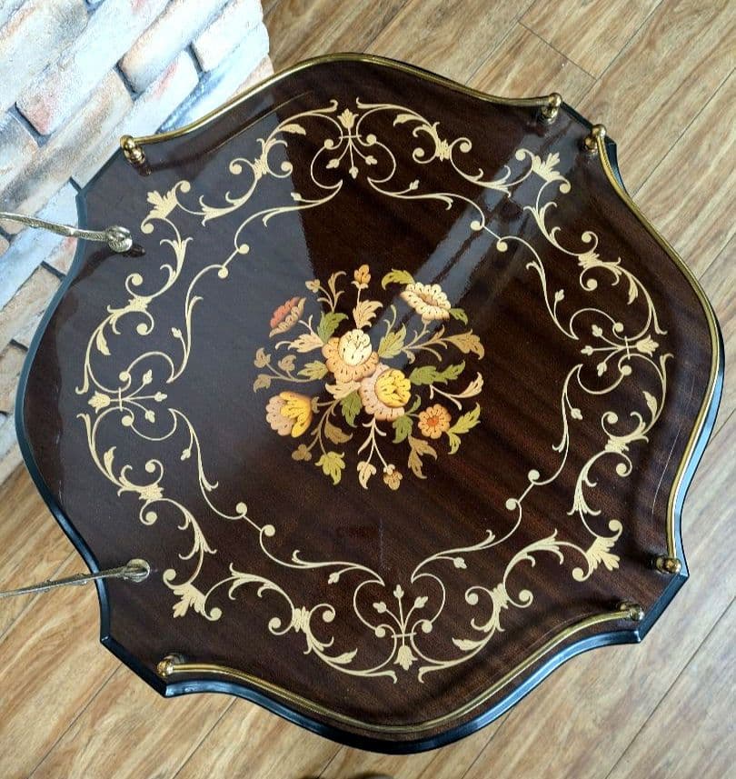 美品　イタリア製 ティーワゴン 象嵌細工 アンティークワゴン キッチンワゴン