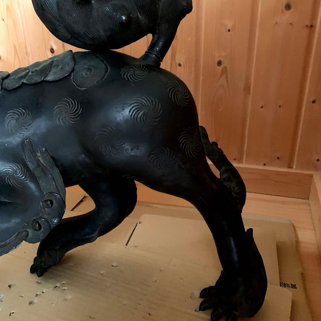 アンティーク 鋳物 大型 玉獅子 香炉シーサー 約18kg 骨董品