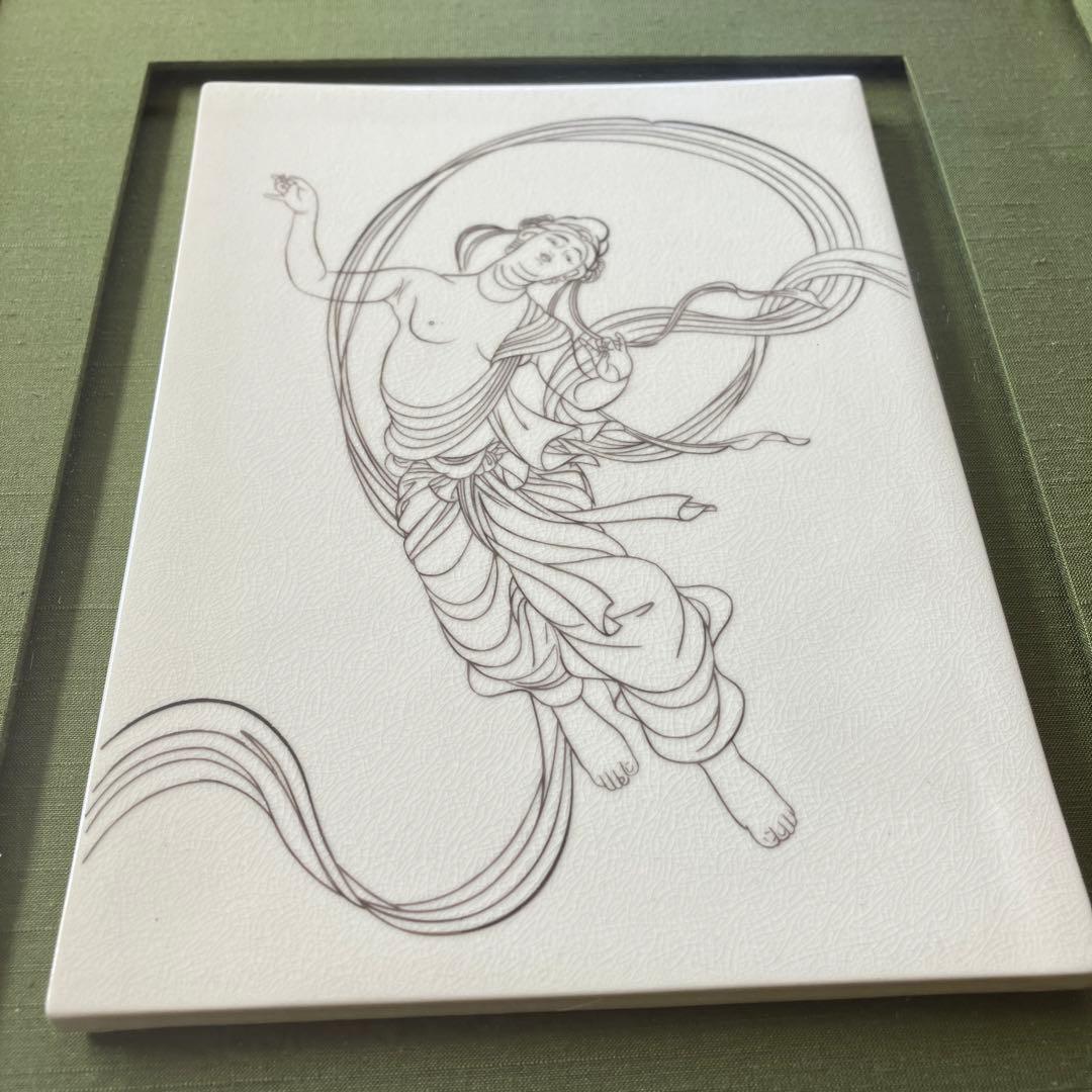 竹内栖鳳 東本願寺 御影堂門天井画 飛天舞楽図 陶板 石版画　限定品