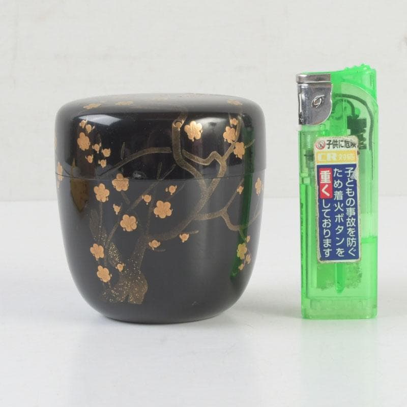 茶道具　加賀蒔絵師　中村宗尹作　梅月蒔絵　中棗　共箱　V　9638