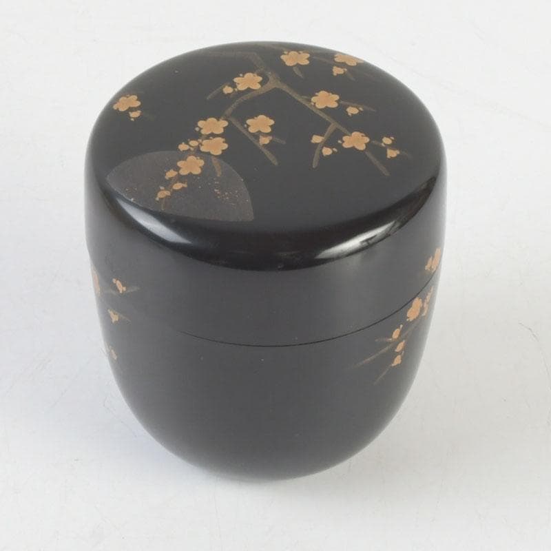 茶道具　加賀蒔絵師　中村宗尹作　梅月蒔絵　中棗　共箱　V　9638