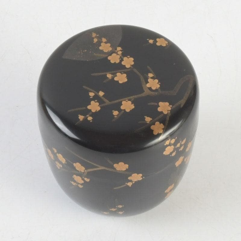 茶道具　加賀蒔絵師　中村宗尹作　梅月蒔絵　中棗　共箱　V　9638