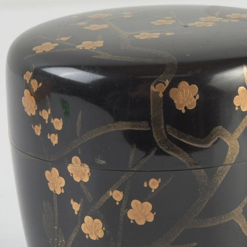 茶道具　加賀蒔絵師　中村宗尹作　梅月蒔絵　中棗　共箱　V　9638