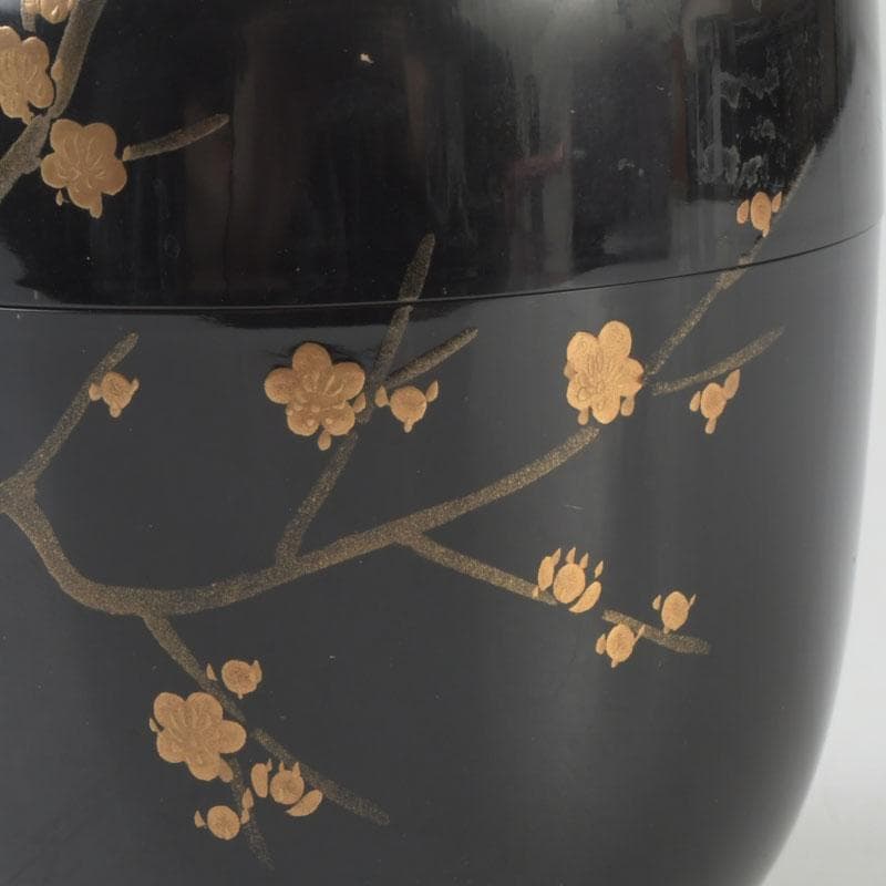 茶道具　加賀蒔絵師　中村宗尹作　梅月蒔絵　中棗　共箱　V　9638