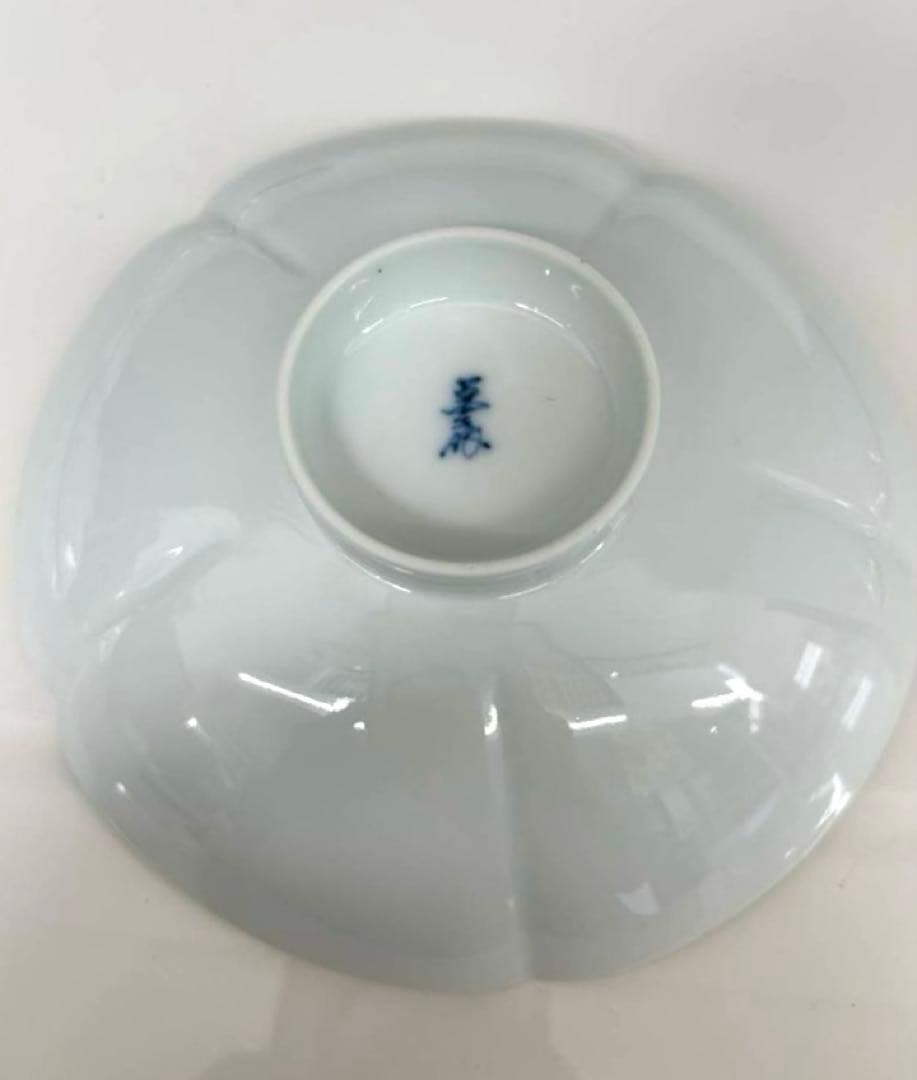 人間国宝 井上萬二作　銘々皿5枚セット　白磁花形