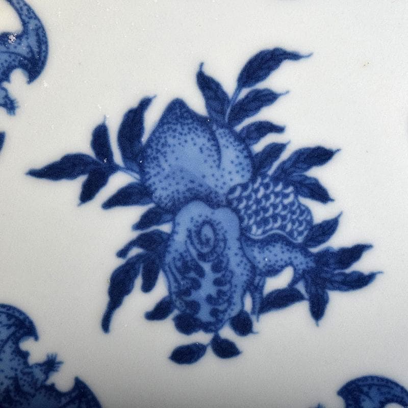 中国　青花　蝙蝠果実文盤　皿　C　8212E