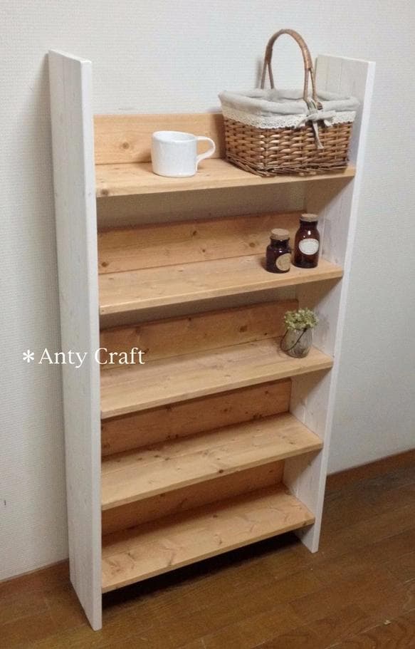 5段飾り棚 DVD収納 本棚 幅60cm LO/W 完成品