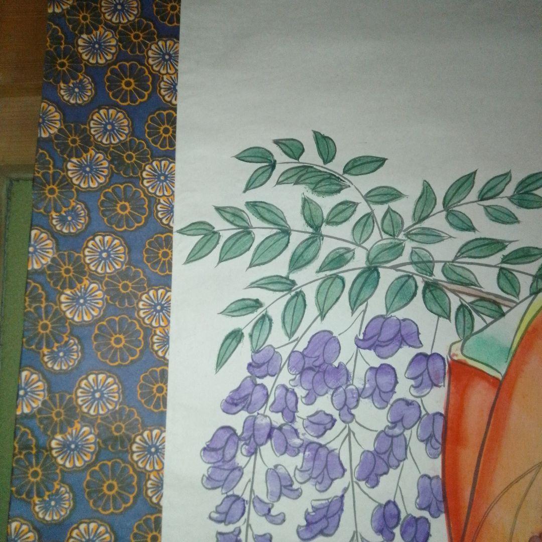 和風 掛け軸 花柄デザイン 藤娘 掛け軸