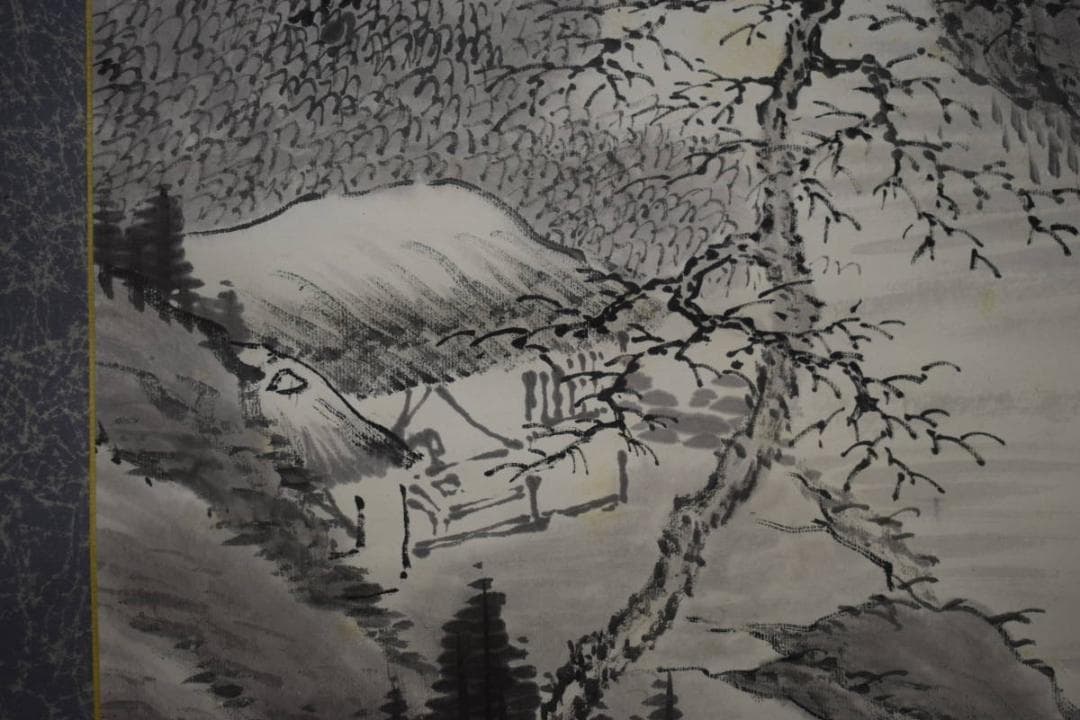 真作/方僊/山水画賛/布袋屋掛軸HJ-744