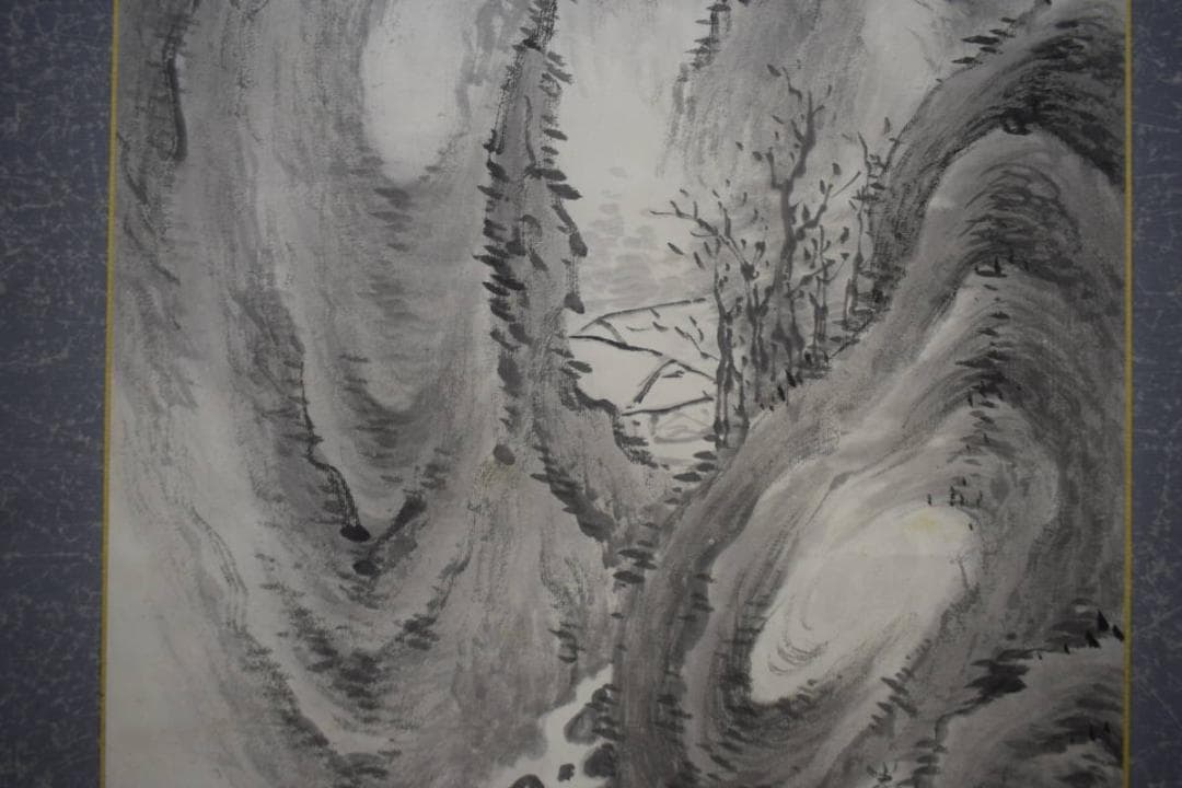 真作/方僊/山水画賛/布袋屋掛軸HJ-744