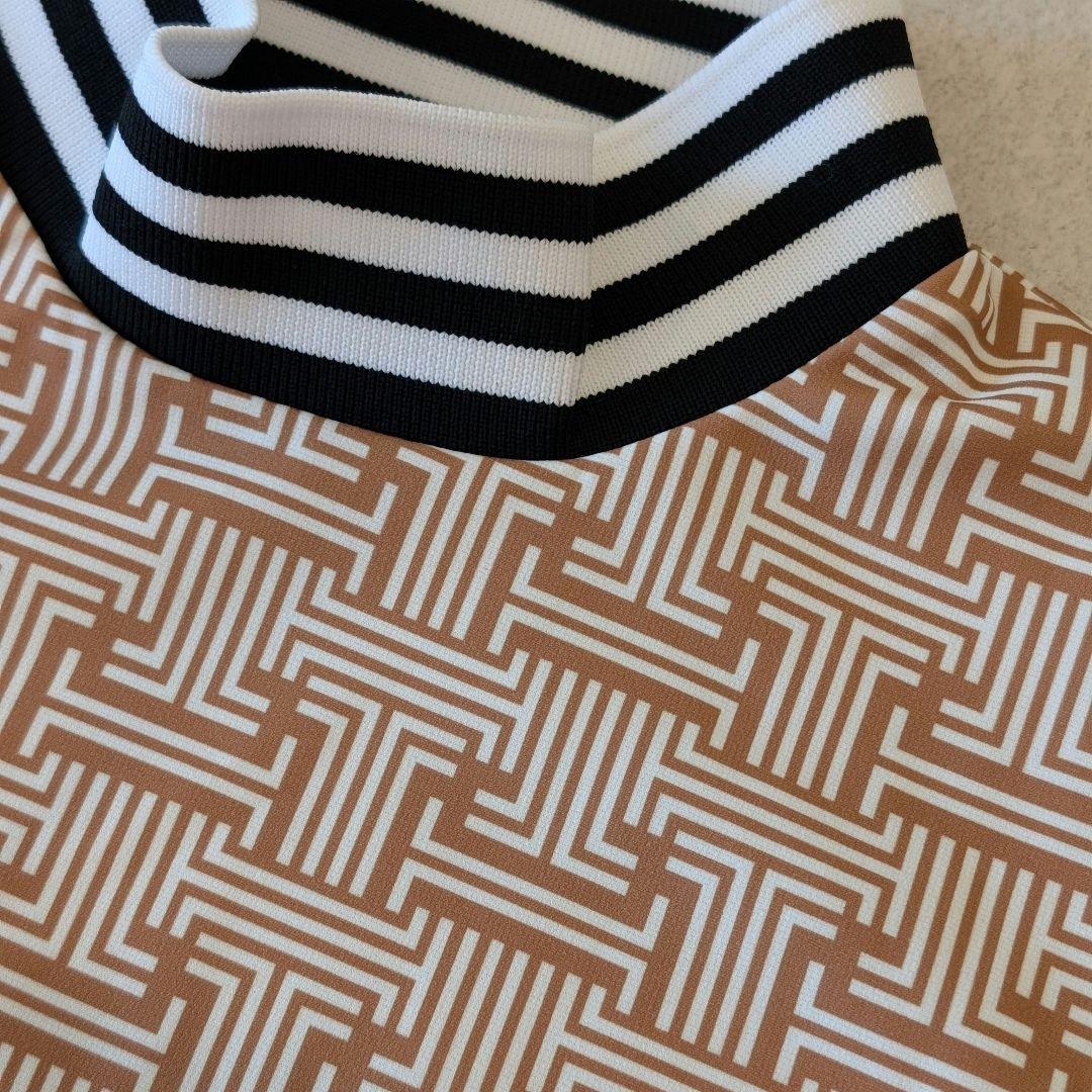 【新品】ランバン スポール モノグラム柄 モックネック 長袖シャツ（サイズ42）