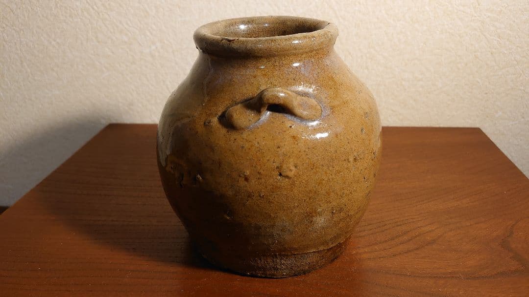 古越前　越前焼　うずくます　うづくまる　お歯黒壺　双耳　江戸期　１客