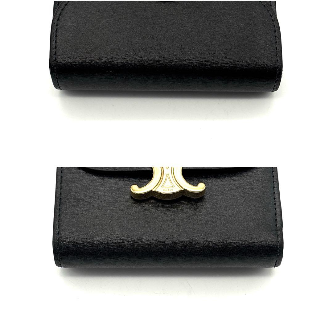 現行◆CELINE 三つ折り財布 トリオンフ コンパクトウォレット ブラック