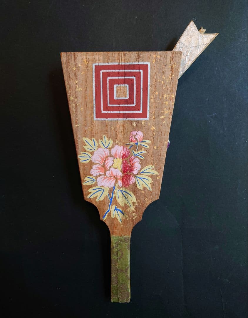 一点物　永井周山　押絵羽子板　市川団十郎　三枡紋　曽我五郎　矢の根　金箔　牡丹