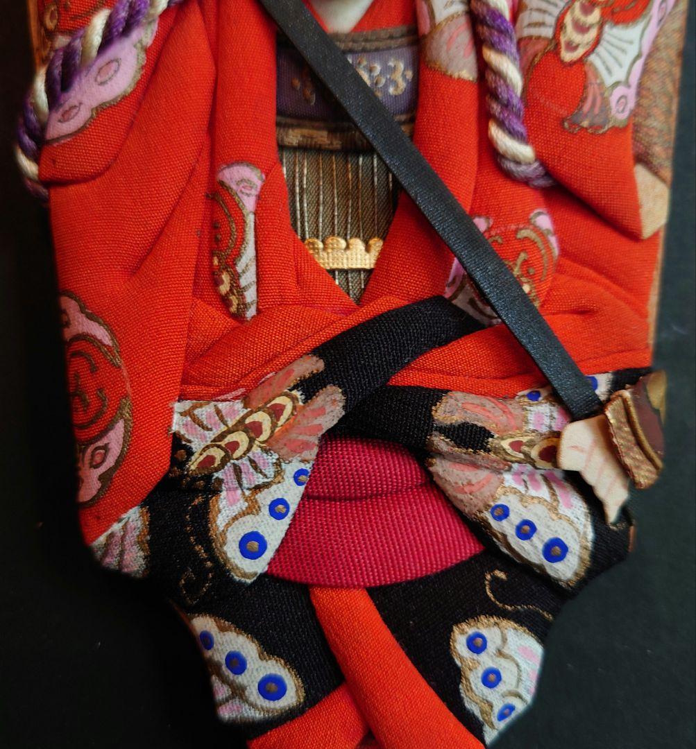 一点物　永井周山　押絵羽子板　市川団十郎　三枡紋　曽我五郎　矢の根　金箔　牡丹