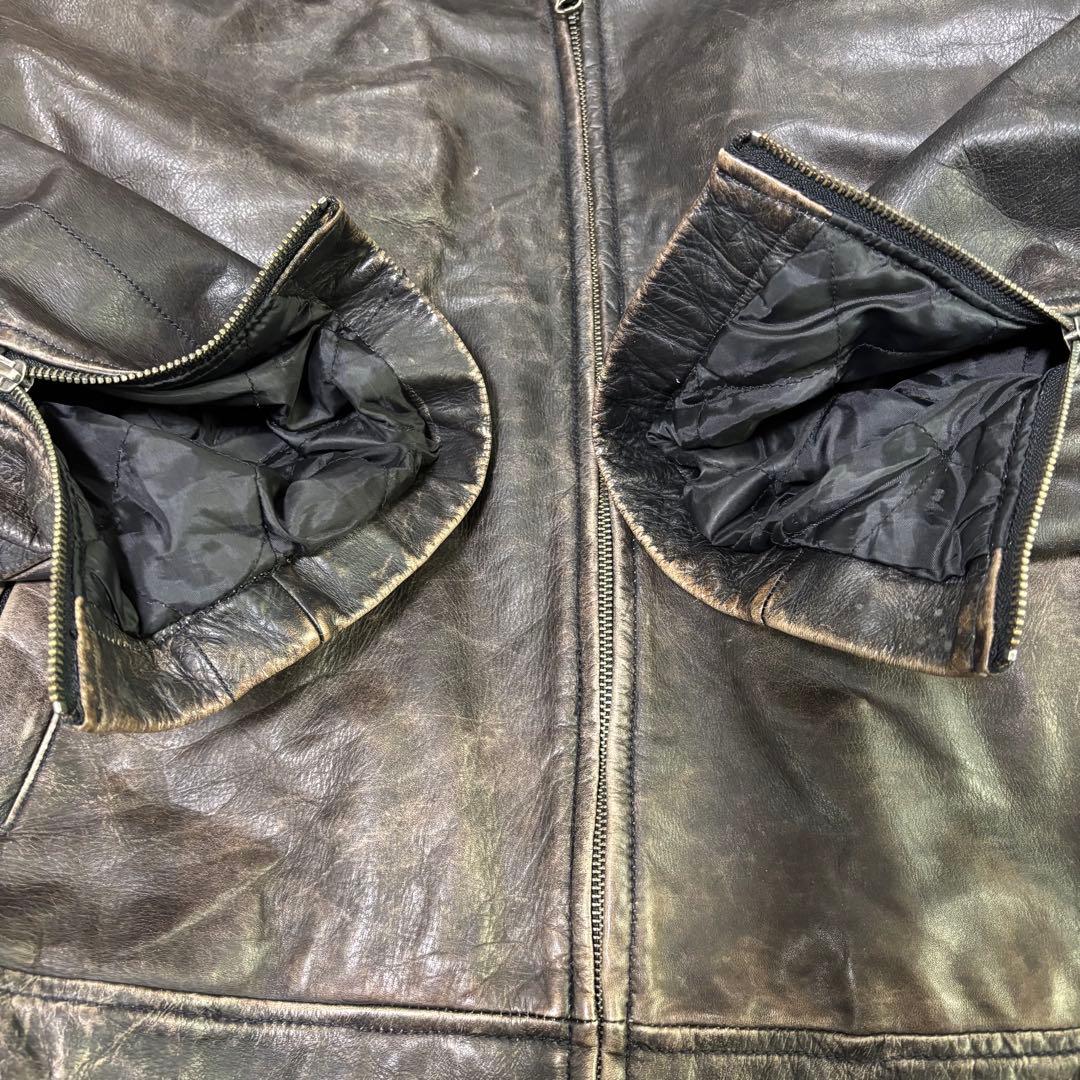 【ああああ】OLDGAP レザージャケット　ダークブラウン　ダメージ加工