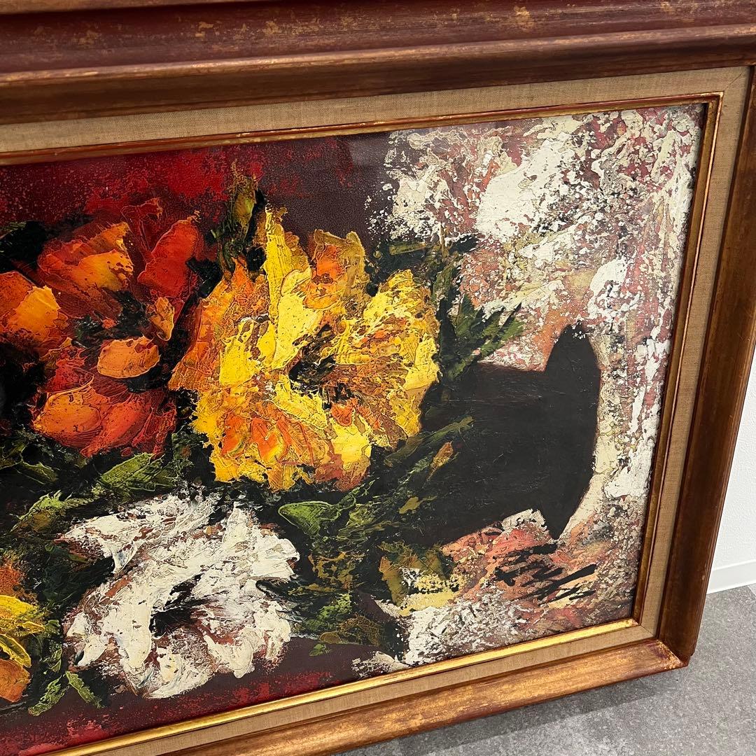 アンリ・ダンティ 油彩12号 欧州画 油彩画 花束 印象派風