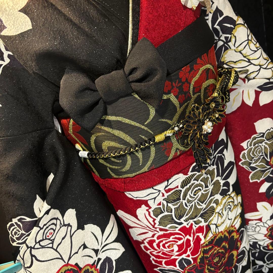 美品　銀通し　染分け　薔薇　金彩　逸品　振袖　フルセット 振り袖