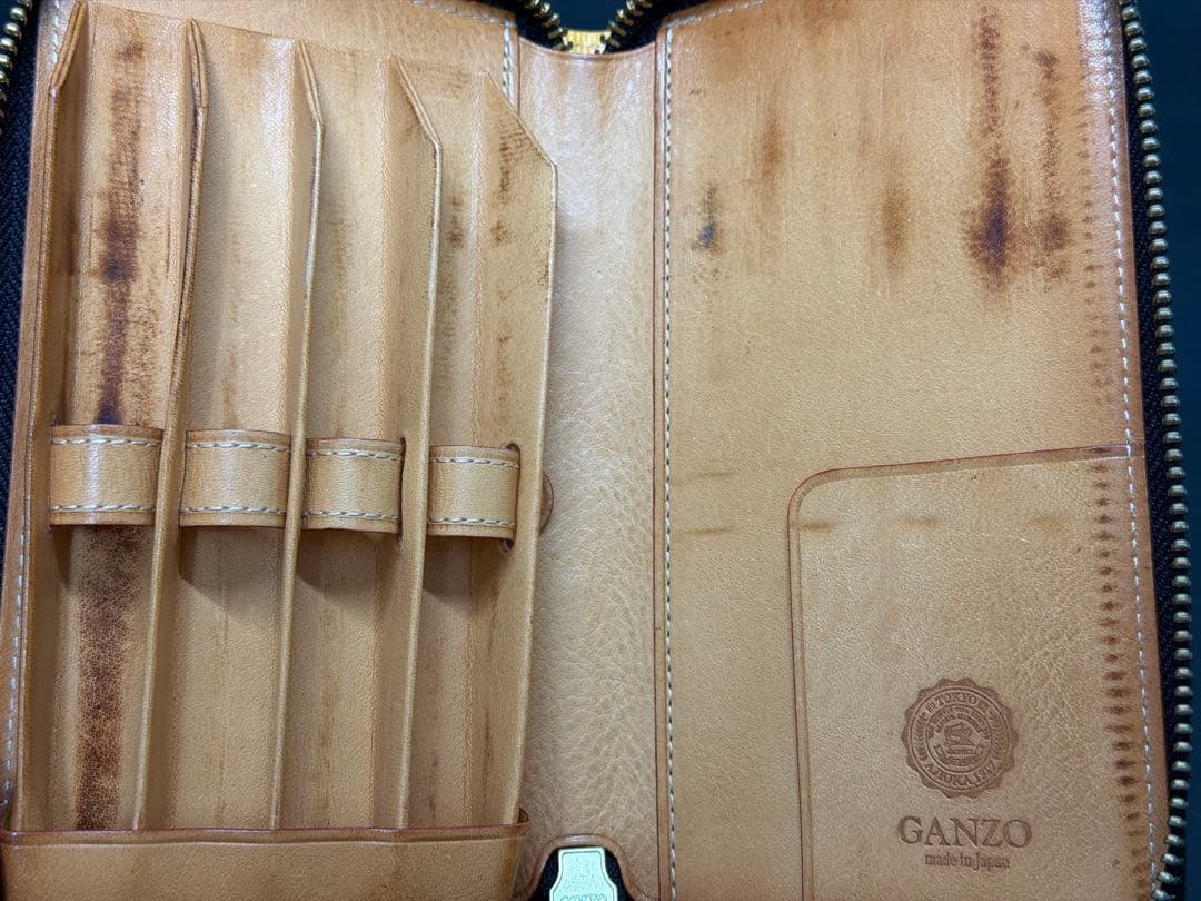 GANZO シンブライドル　4本挿しペンケース　ブラック　ブライドルレザー