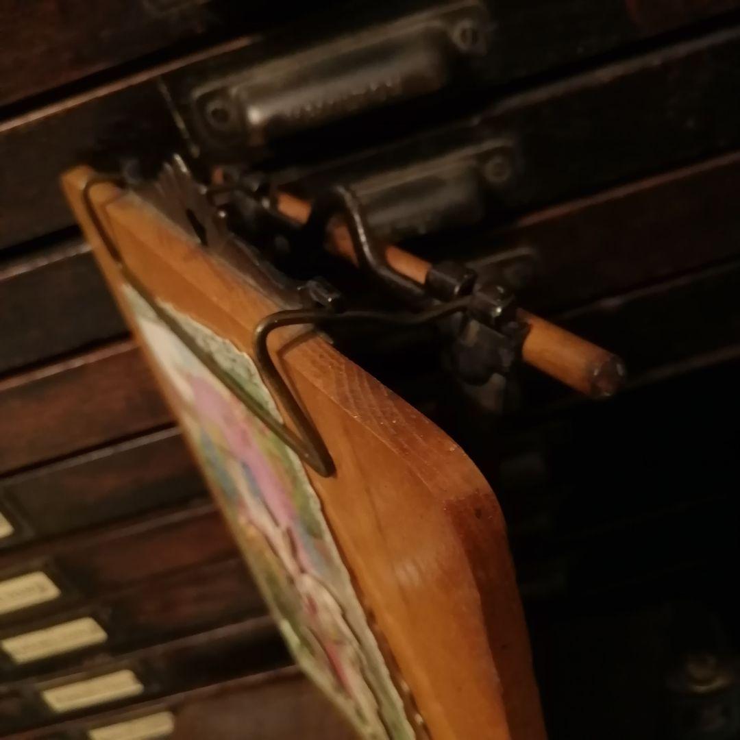 米国アンティーク木製バネ式クリップボード バインダー☆メッセージボード カード