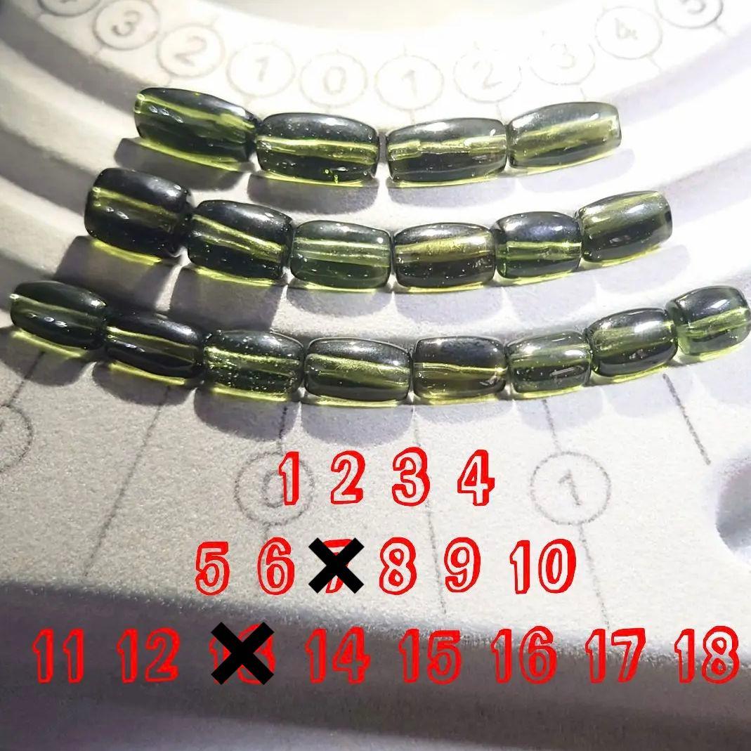 ★(マルねぇ！)モルダバイト 筒型ビーズ10×6.2ミリ⑪(鑑別コピー付)