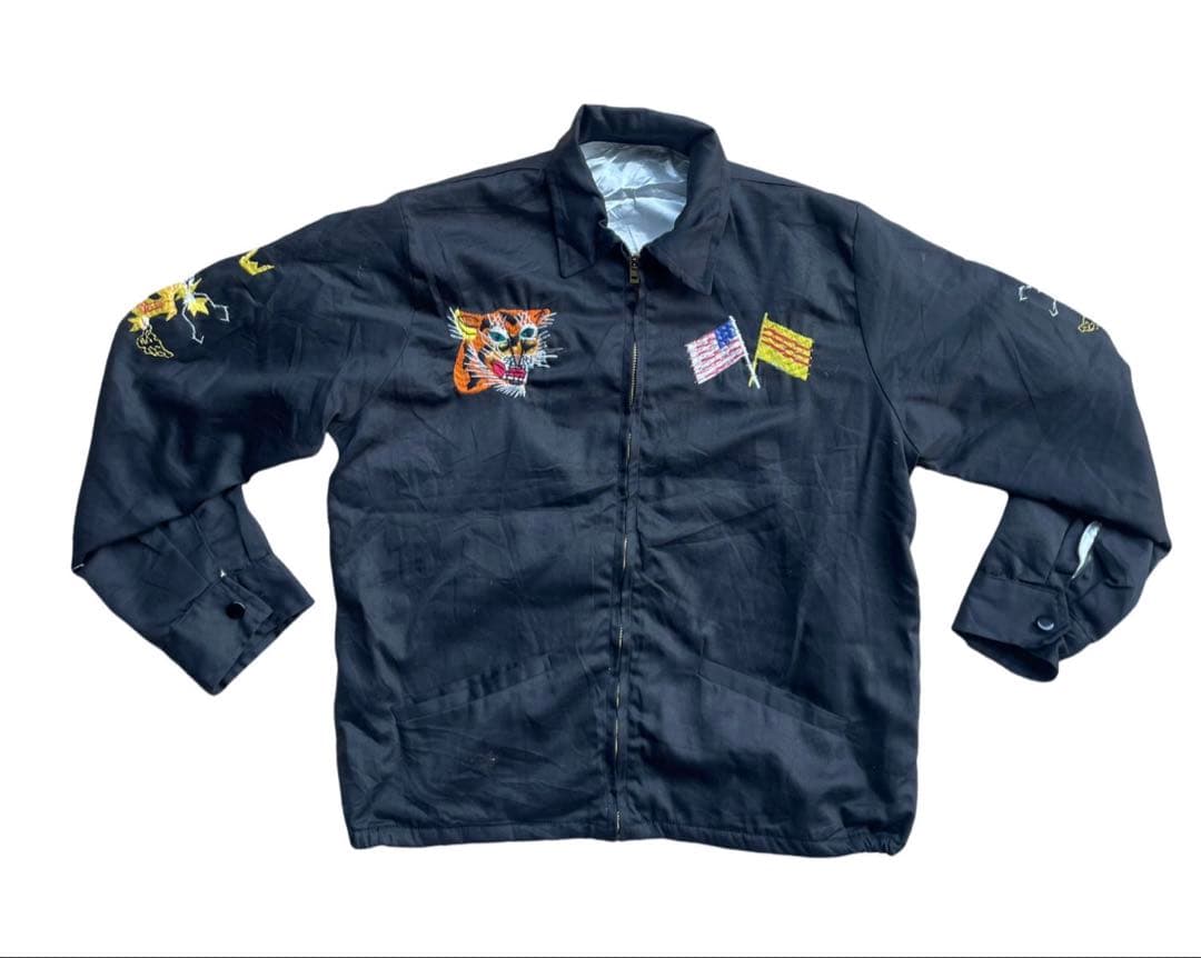 米軍ナム戦フーベニアジャケット.ベトジャン.ブラックナムマップLサイズ未使用品