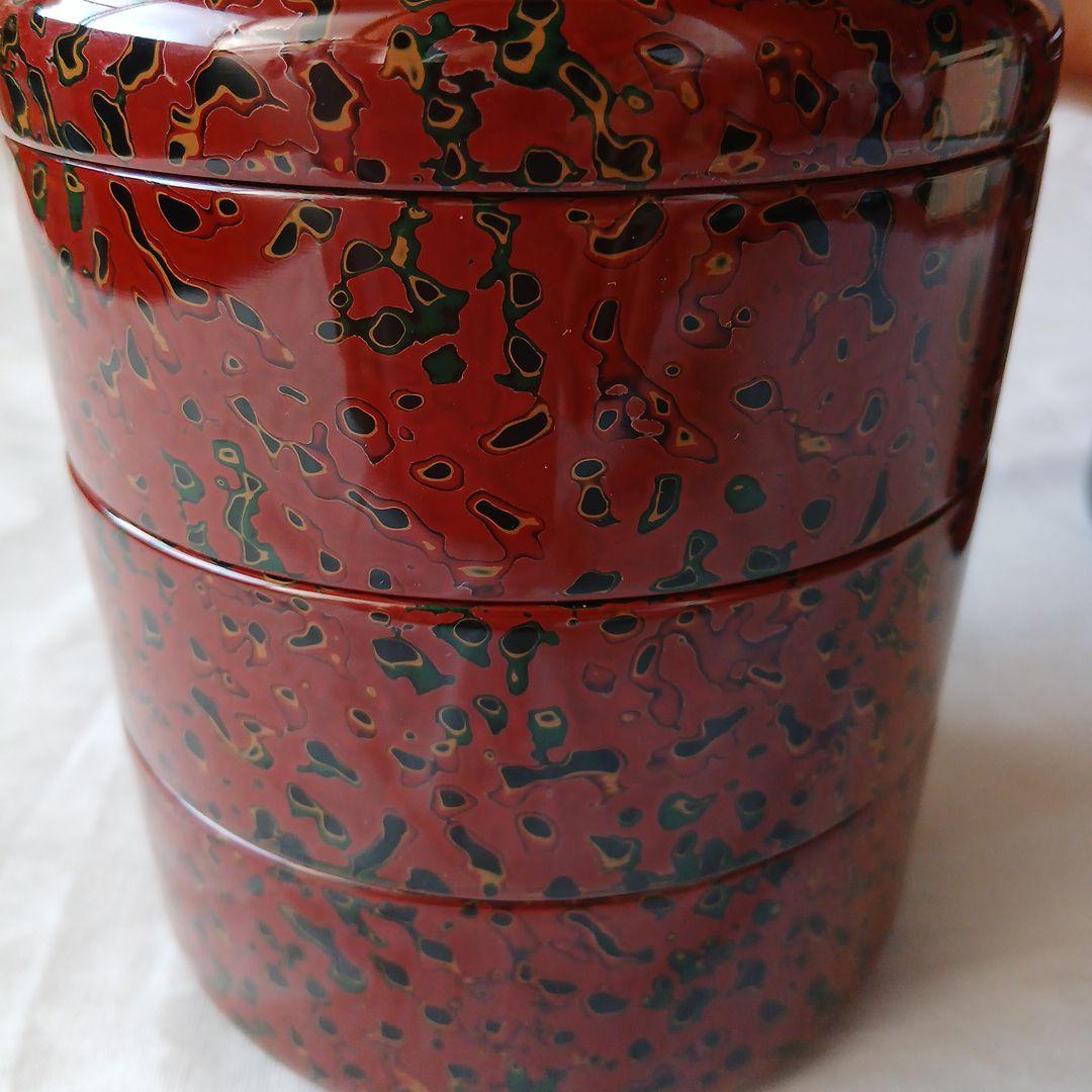 津軽塗 赤と黒の模様入り弁当重箱セット バラ売りも可