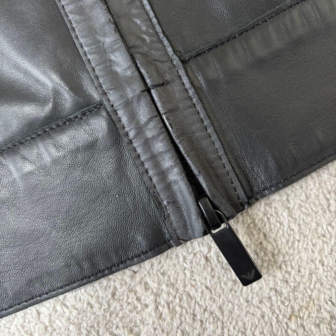 美品 エンポリオアルマーニ 黒タグ ラムレザージャケット ライダース シングル