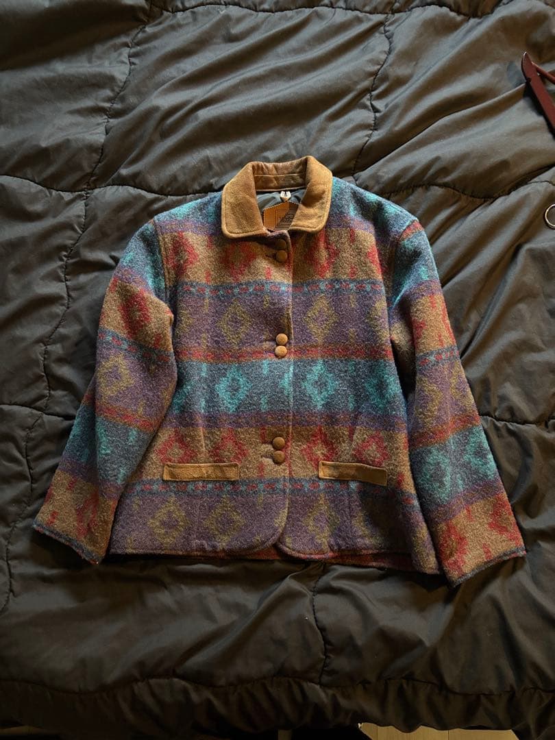 Woolrich　ウールリッチ　USA製　オルテガ柄　90s 革タグ　ウール
