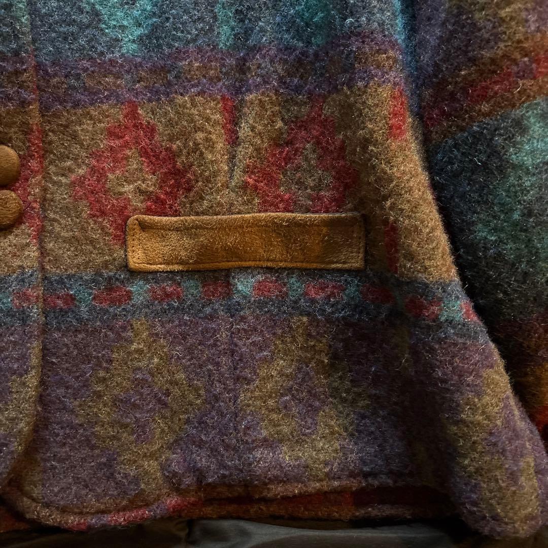 Woolrich　ウールリッチ　USA製　オルテガ柄　90s 革タグ　ウール