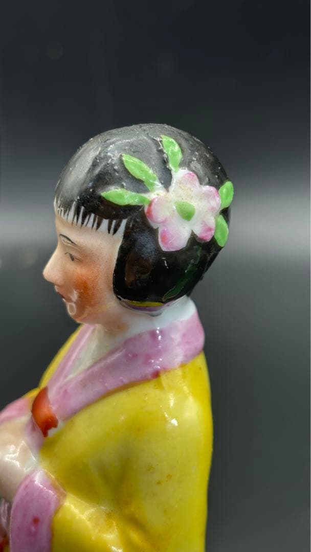 中国美術 古玩 色絵陶人形 陶器人形 高さ約20cm 置物 オブジェ 古董品