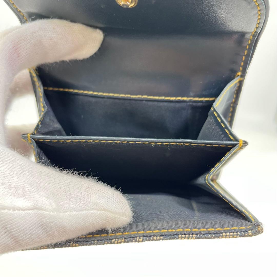 クリスチャンディオール 二つ折り財布 トロッター柄 サドル D金具 キャンバス