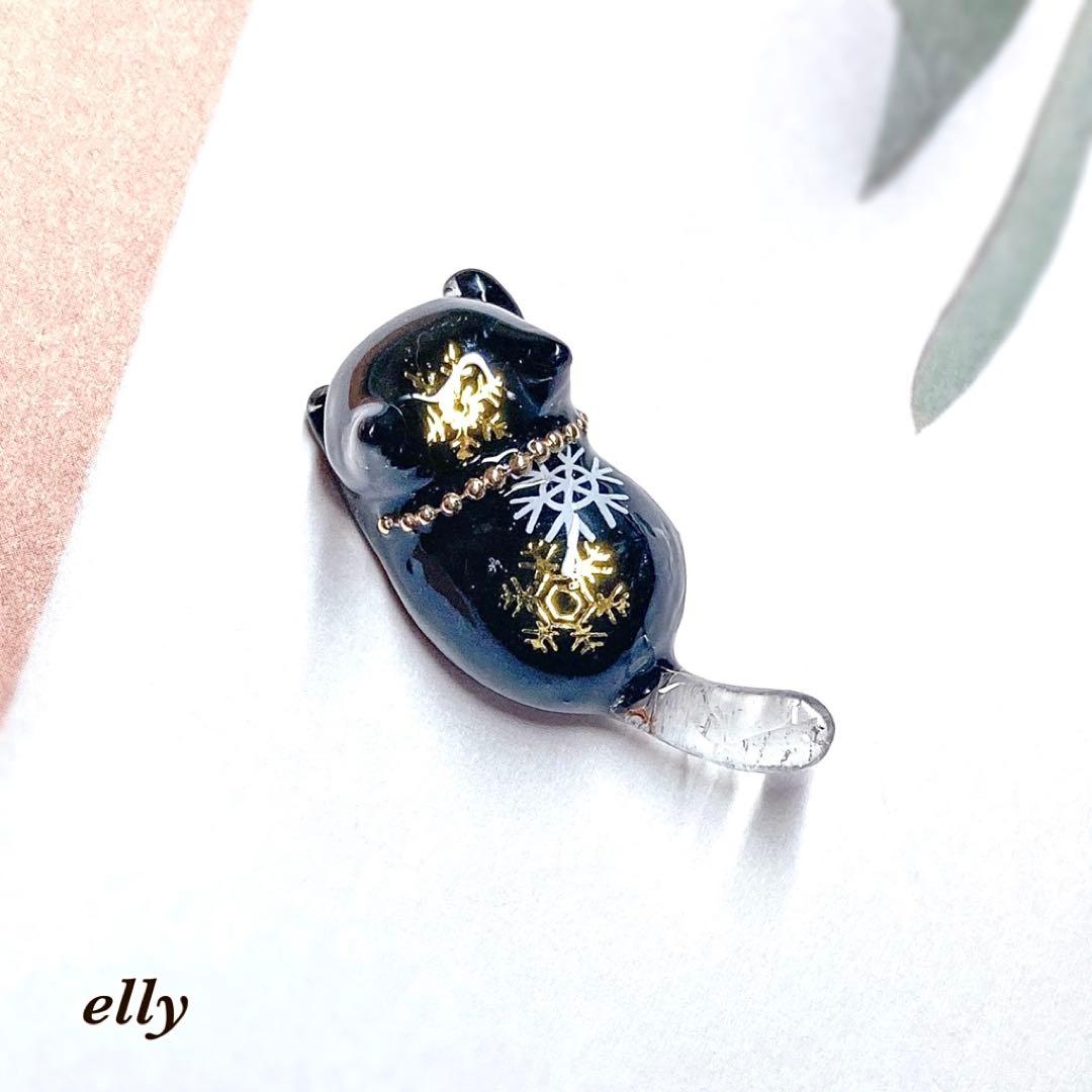 【ゼロ様】1593.天然石　タイガーアイ　雪の結晶　じゃれ猫　レジン　チャーム