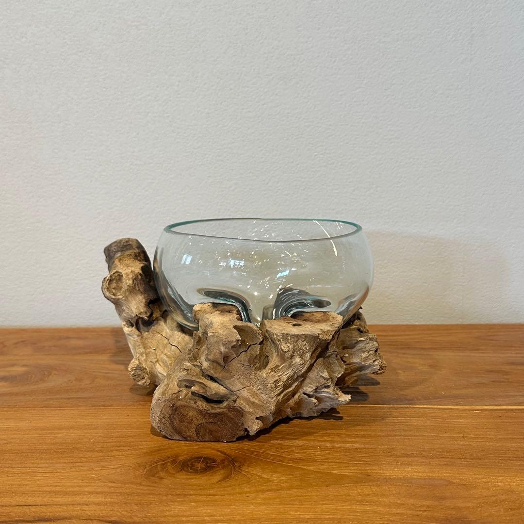 バリ島流木ガラス　w26×d18×h11cm 水槽　アクアリウムメダカ水槽807