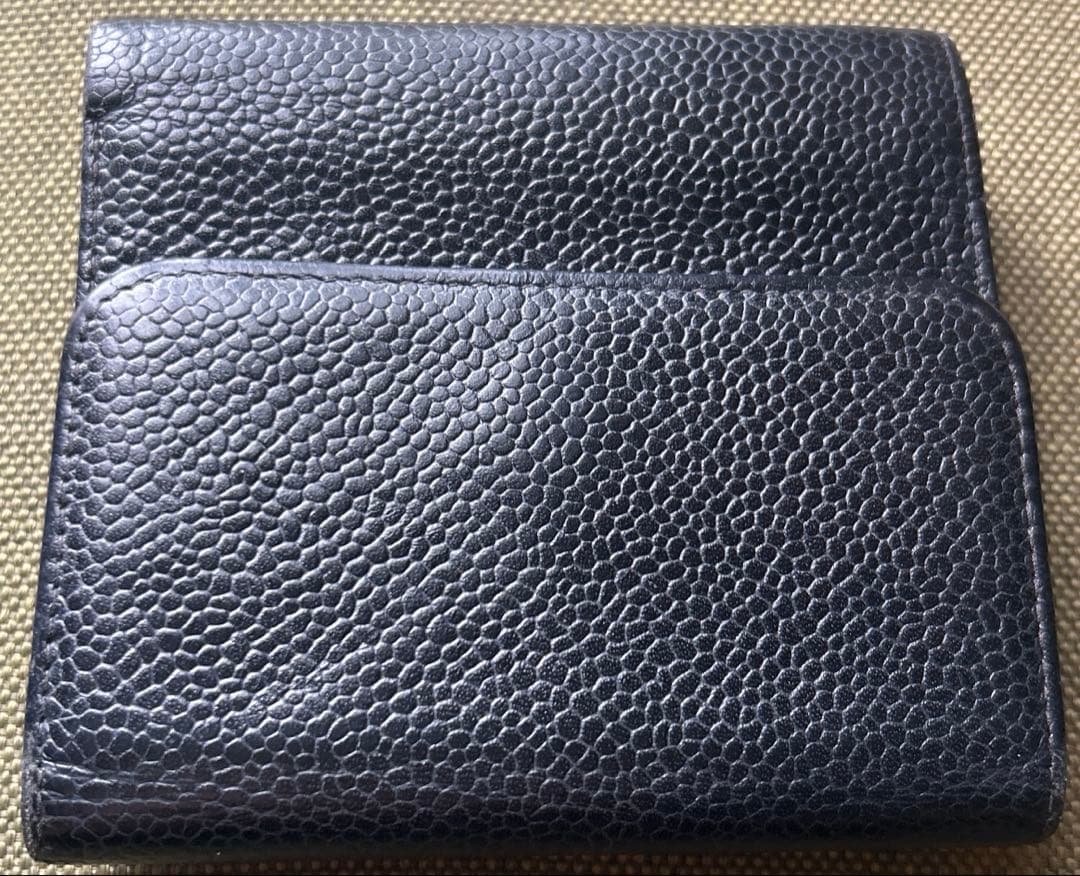 CHANEL/シャネル/キャビアスキン/三つ折り/Wホック/財布/ホック訳あり