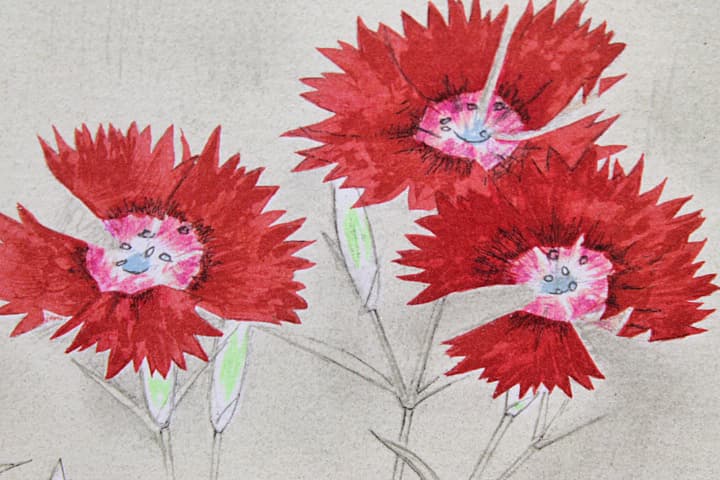 上村松篁 【撫子】 リトグラフ