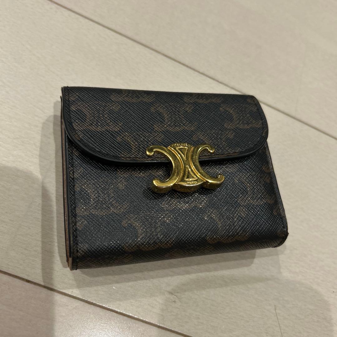 CELINE セリーヌ マカダム 総柄 トリオンフ 三つ折り財布