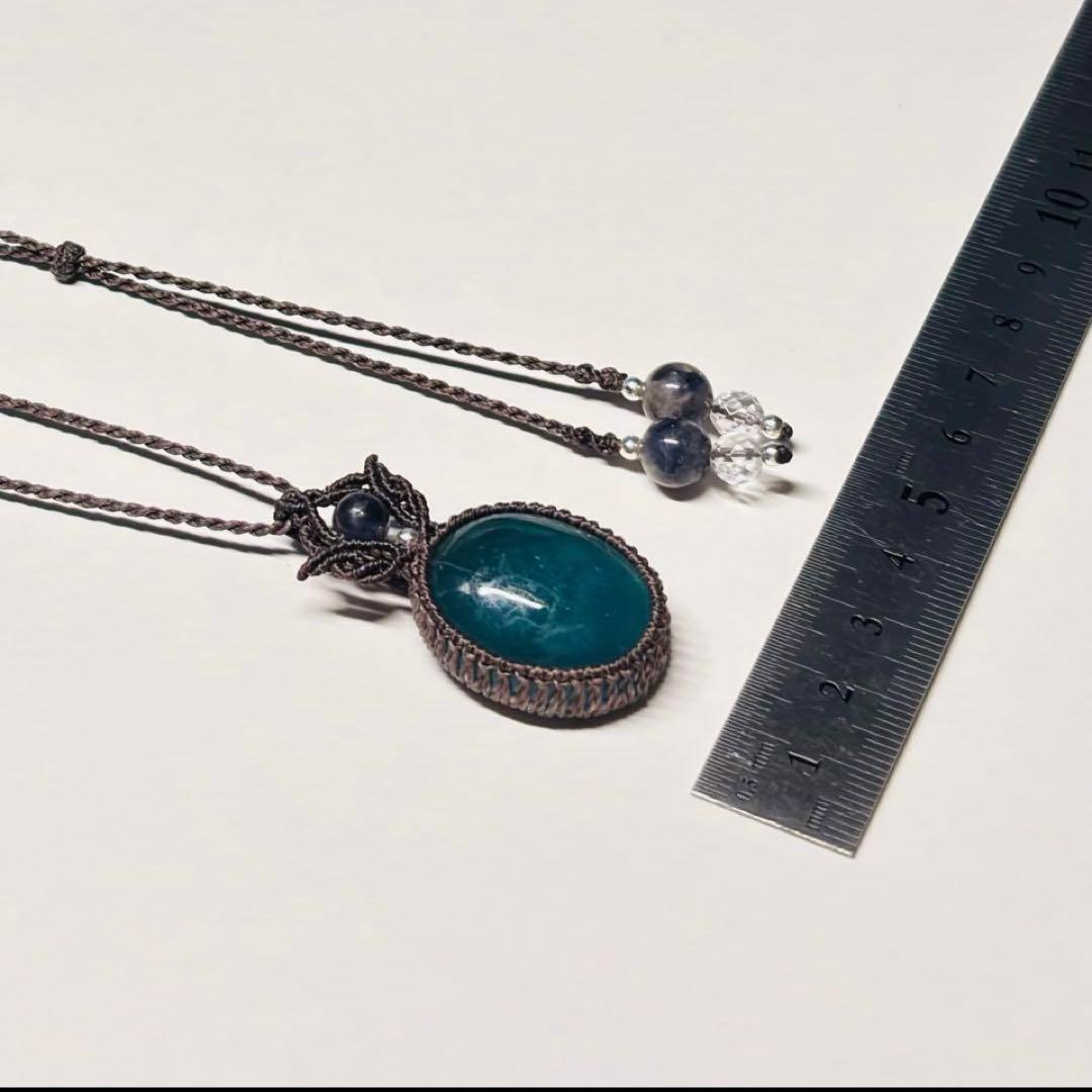 #2232 ♡アクアマリン&アイオライト&カット水晶天然石♡マクラメネックレス