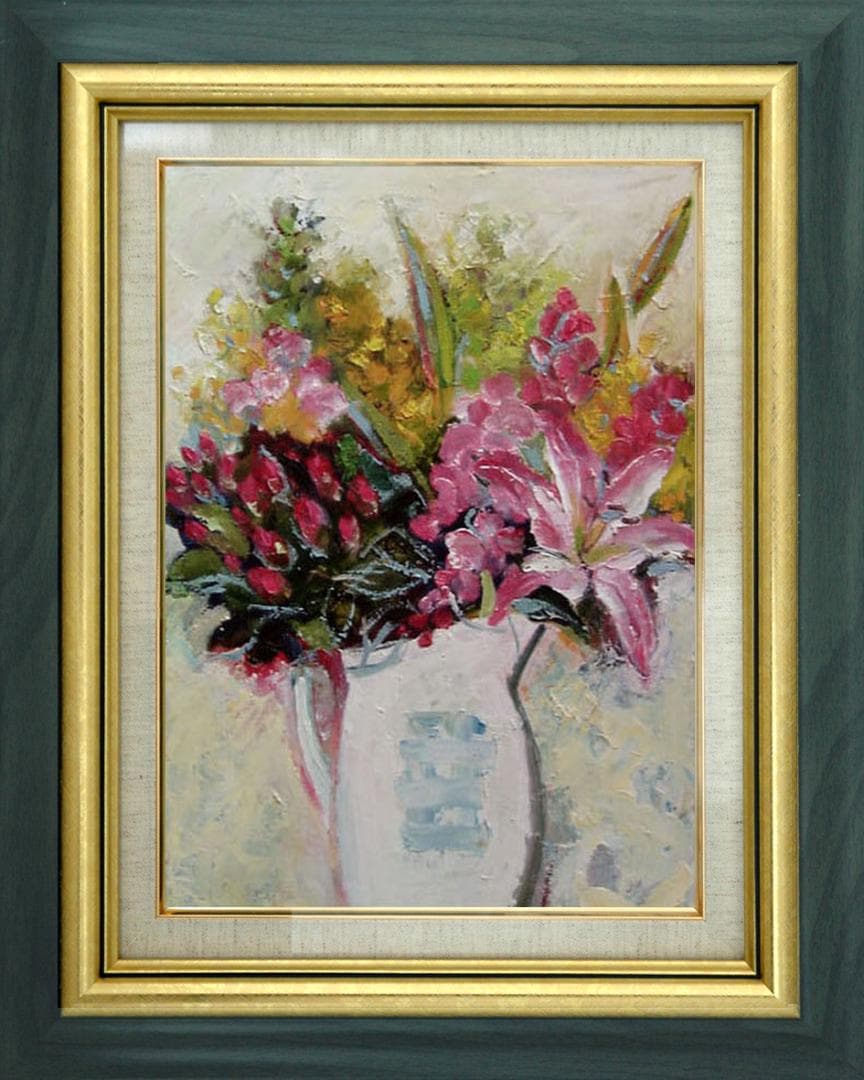 油絵 菅家令子 絵 絵画 インテリア uF6-112302 花